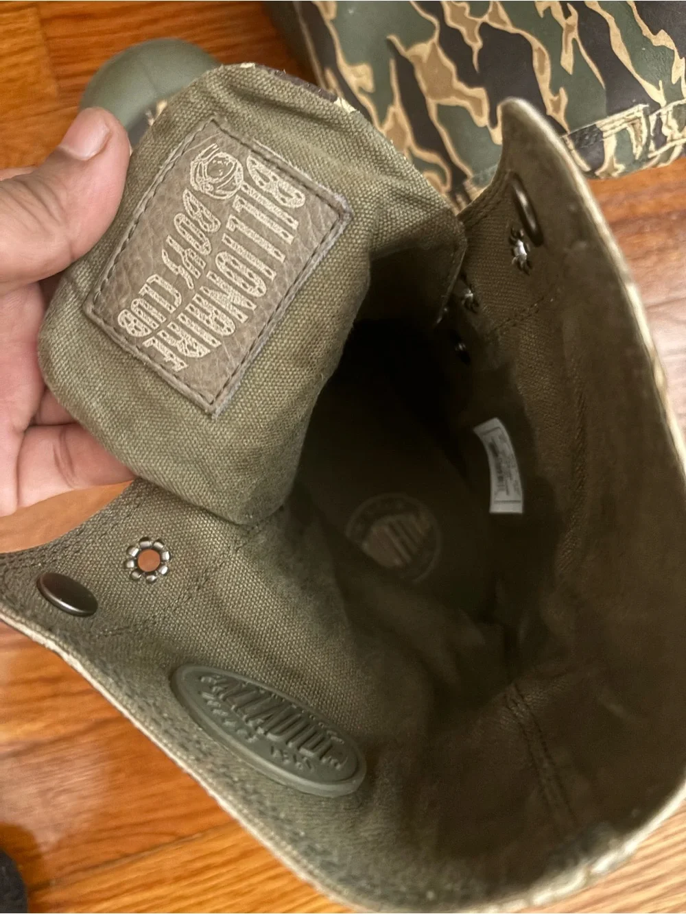 Mens billionaire boys club Camo Lace-Up Combat Boots in Green